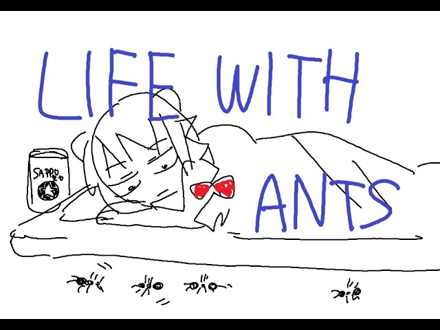 1girl ant ants beatani beatani_(artist) beer_can can futon looking_down lying on_side raised_eyebrows thumbnail under_covers