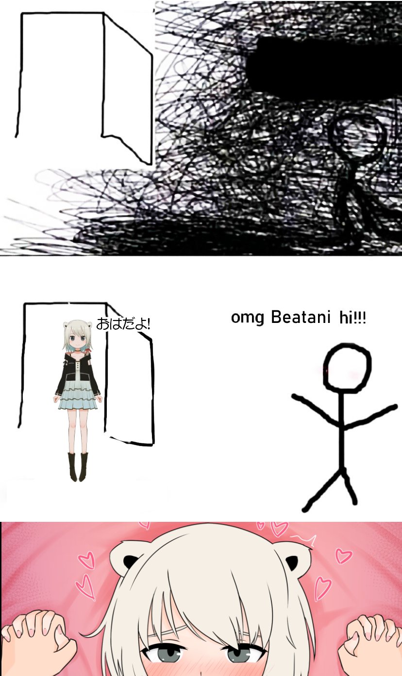 1boy 1girl beatani blush comic cropped heart holding_hands implied_sex looking_at_viewer lying meme on_back