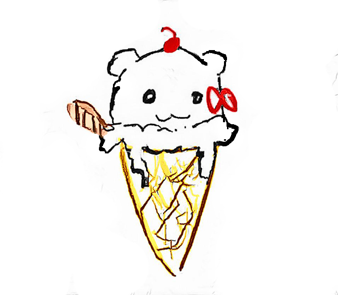 1girl :3 a.i. beatani cherry food ice_cream looking_at_viewer single_scoop