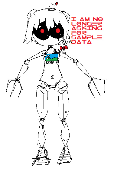 1girl antenna beatani claws full_body humanoid_robot joints red_eyes robot robotani screen xp_hill