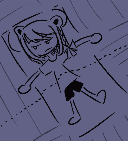 1girl ant beatani futon half-closed_eyes looking_to_the_side lying on_back outstretched_arms sad spread_arms tatami