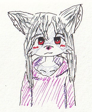 1girl blush catgirl furry jitome kemono listener looking_at_viewer paper_(medium) risuna upper_body
