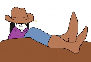 Rating: Safe / Score: 0 / Tags: 1girl boots covered_eyes cowboy cowboy_boots cowboy_hat crossed_legs hat listener risuna risuna_oc sitting smile table teeth white_background / User: bm