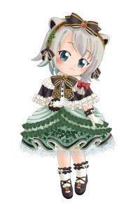 Rating: Safe / Score: 1 / Tags: 1girl :3 alternate_costume babytani black_footwear blush bow clover dress full_body gloves hair_bow hairband head_tilt lolita_fashion looking_at_viewer mary_janes petticoat shoes smile white_gloves / User: bm