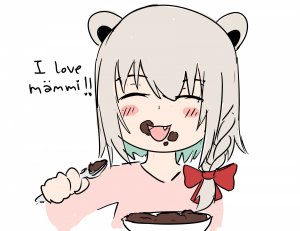 Rating: Safe / Score: 1 / Tags: 1girl beatani blush eating facing_viewer food food_on_face half-closed_eyes holding holding_spoon mämmi open_mouth smile spoon upper_body / User: bm