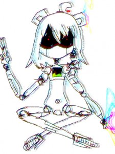 Rating: Safe / Score: 1 / Tags: 1girl agura antenna arm_at_side arm_up beatani crossed_ankles full_body humanoid_robot joints looking_at_viewer pointing pointing_up pose red_eyes robot robotani screen sitting terminal xp_hill / User: bm