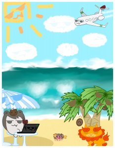 Rating: Safe / Score: 0 / Tags: airplane beach beatang clouds clover coconut kanikong laptop palm_tree sea sun umbrella who_is_you / User: bm
