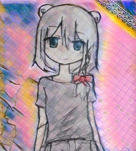Rating: Safe / Score: 1 / Tags: 1girl abstract_background alternate_costume beatani closed_mouth head_tilt looking_at_viewer paper_(medium) raised_eyebrow scar scar_on_arm shirt straps t-shirt upper_body / User: bm
