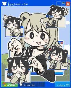 Rating: Safe / Score: 1 / Tags: 2girls &gt;_&lt; arm_up beatani blush chihiro commission expressions fist_pump hand_on_own_chin hand_up hands_up looking_at_viewer looking_to_the_side multiple_girls o_o open_mouth outstretched_arms peace_sign skeb smile spread_arms sweatdrop upper_body v window windows_xp xp_hill / User: bm