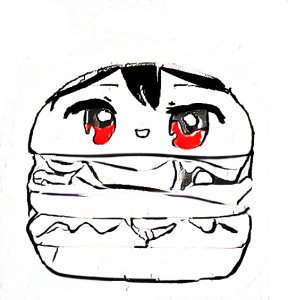 Rating: Safe / Score: 0 / Tags: 1girl :d burger food listener looking_at_viewer risuna smile / User: bm