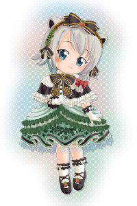 Rating: Safe / Score: 1 / Tags: 1girl :3 alternate_costume babytani black_footwear blush bow clover dress full_body gloves hair_bow hairband head_tilt lolita_fashion looking_at_viewer mary_janes petticoat shoes smile white_gloves / User: bm