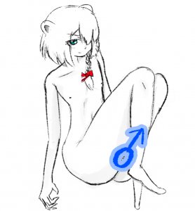 Rating: Questionable / Score: 0 / Tags: 1boy beatani censored completely_nude full_body genderswap hair_over_one_eye knees_up looking_at_viewer nude one_eye_covered sitting ♂ / User: bm
