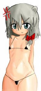 Rating: Questionable / Score: 1 / Tags: 1girl anger_vein angry arms_behind_back beatani bikini blush cowboy_shot flat_chest loli looking_at_viewer micro_bikini navel standing stomach swimsuit thighs v-shaped_eyebrows / User: bm