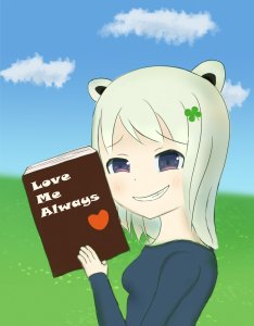Rating: Safe / Score: 0 / Tags: 1girl beatani blush book cloud clover heart holding holding_book looking_at_viewer outside sky smile teeth upper_body / User: bm